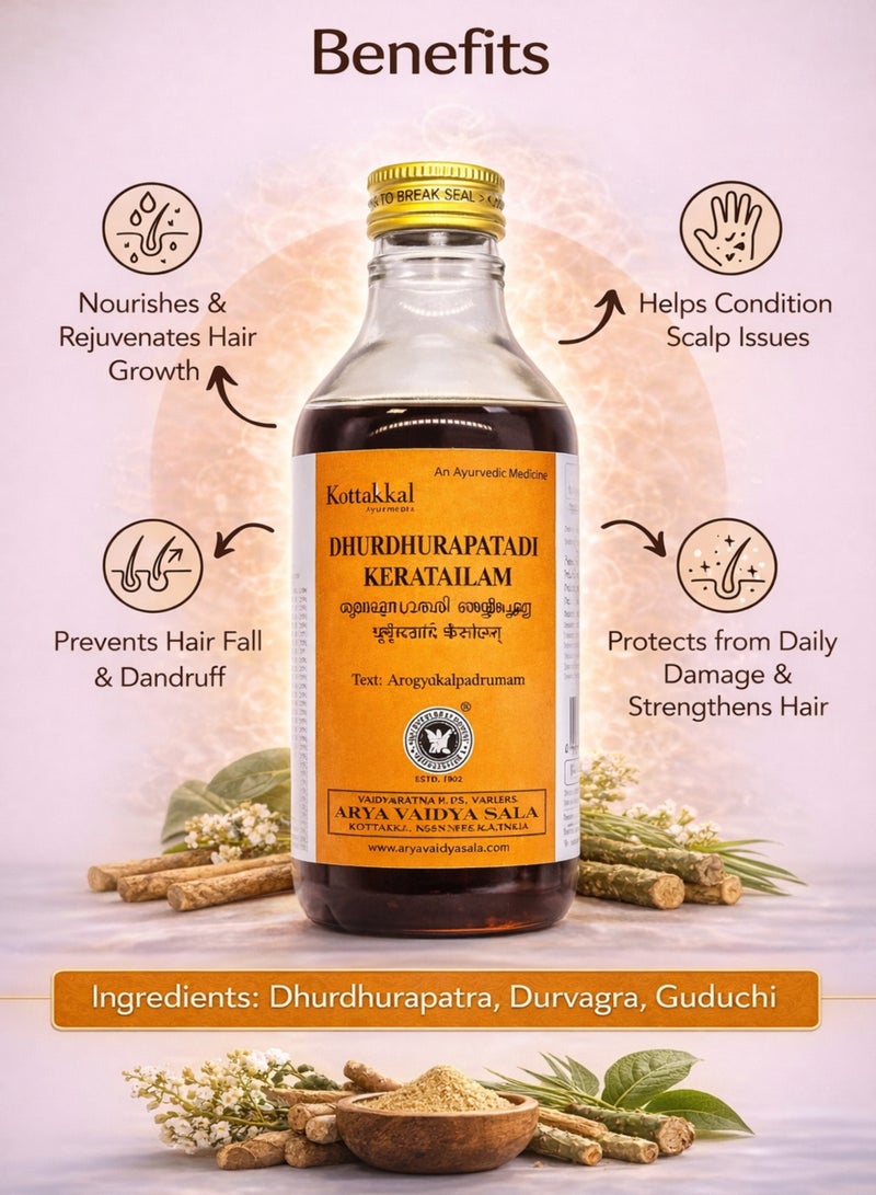 Kottakkal Ayurveda Dhurdhurapatradi Kera Tailam 200ml | Classical Ayurvedic Herbal Oil | External Use Wellness Oil | Traditional Kera Tailam Formula - Image 3